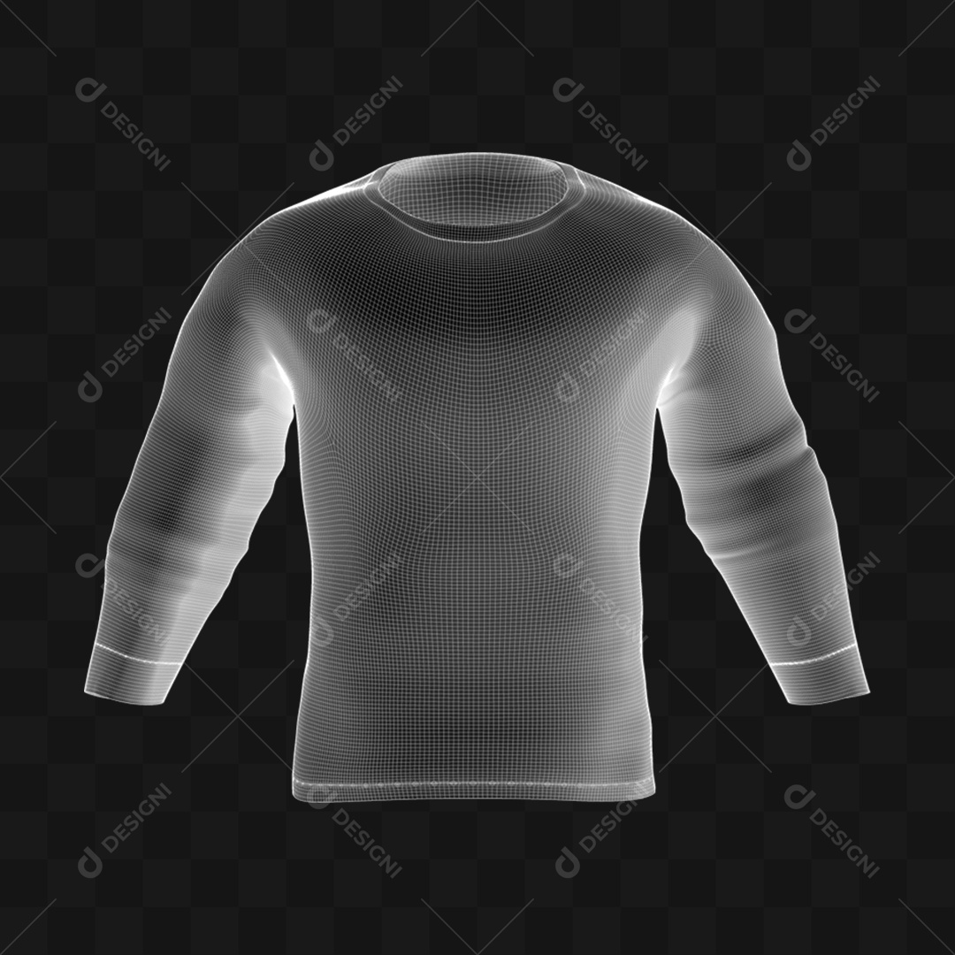 Camiseta Manga Longa - Modelo 3D