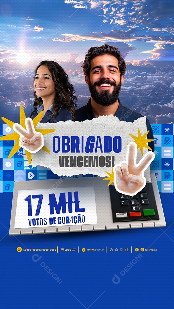 Story Política Obrigado Vencemos Social Media PSD Editável