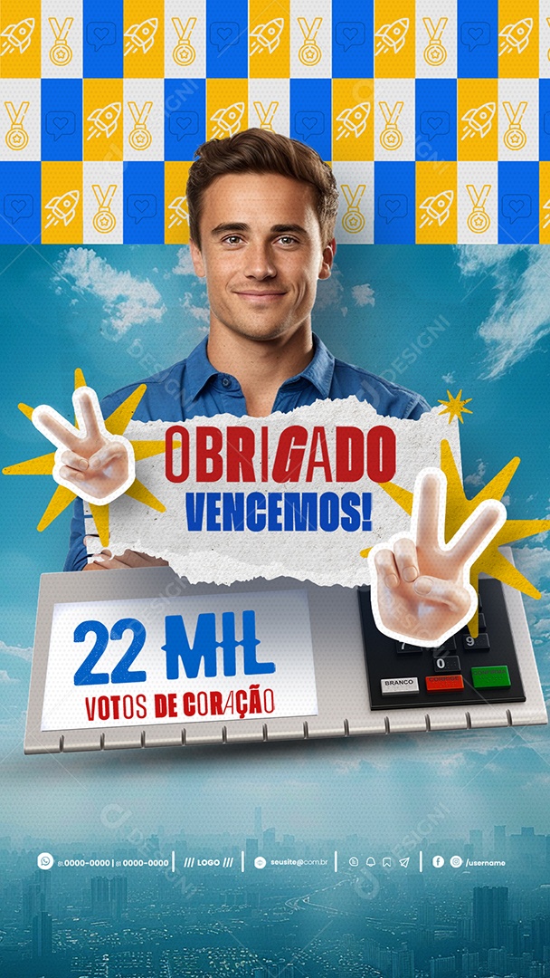 Story Política Obrigado Vencemos Social Media PSD Editável