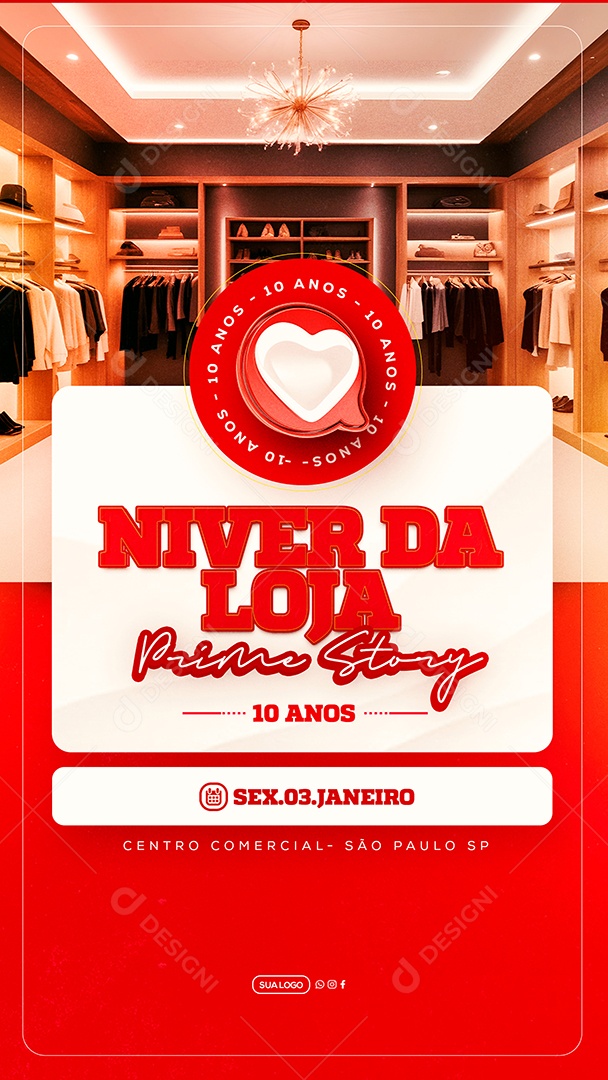 Story Aniversário da Loja Prime 10 Anos Social Media PSD Editável