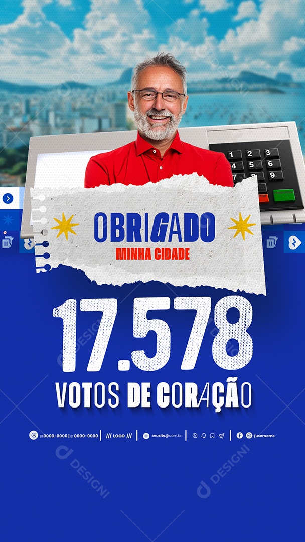 Story Política Obrigado Minha Cidade Social Media PSD Editável