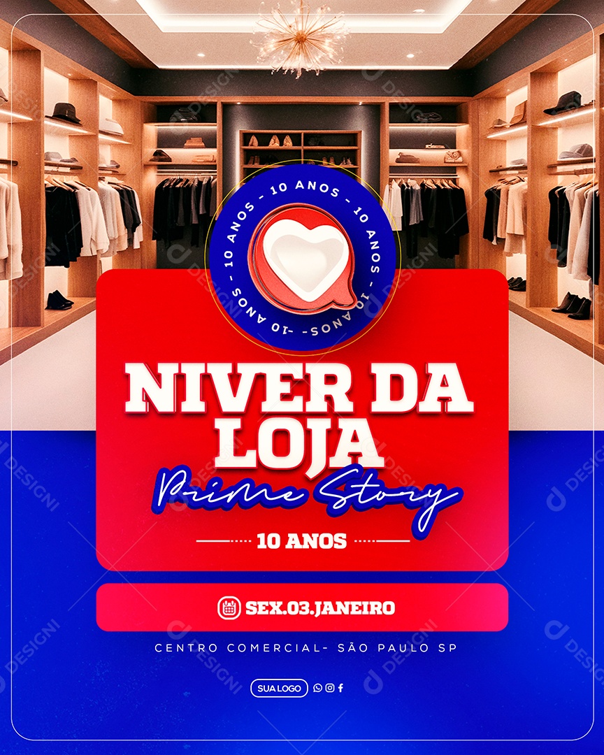 Aniversário da Loja Prime Story Social Media PSD Editável