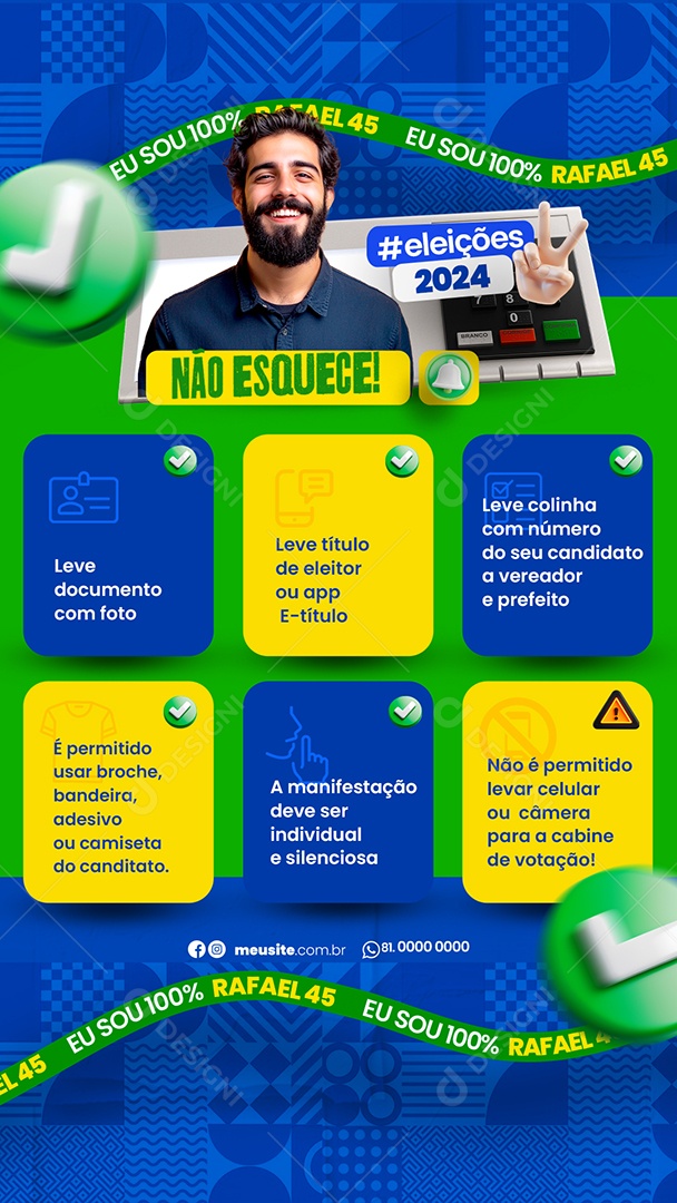 Story Política Eu sou Rafael Social Media PSD Editável