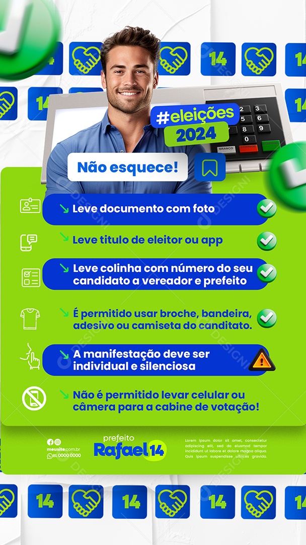 Story Política Checklist Eleições não Esquece 2024 Social Media PSD Editável