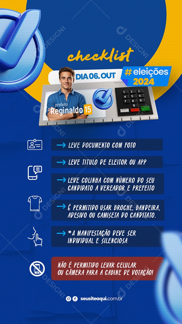 Story Política Checklist Eleições 2024 Social Media PSD Editável