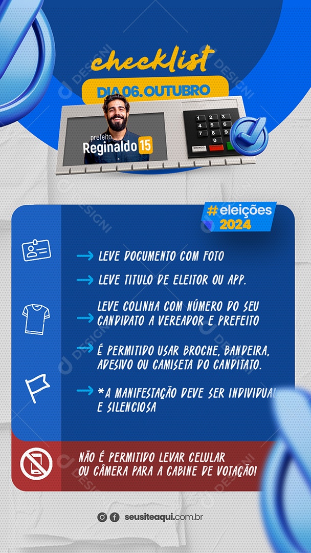 Story Política Checklist Prefeito Reginaldo Social Media PSD Editável