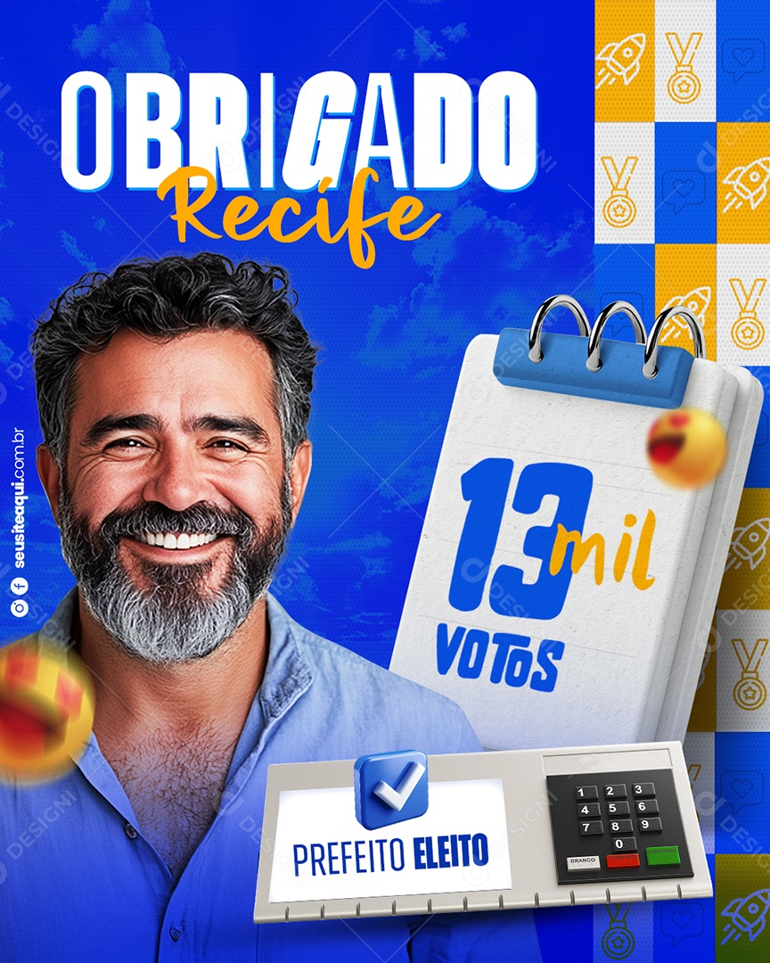 Política Obrigado Recife Social Media PSD Editável
