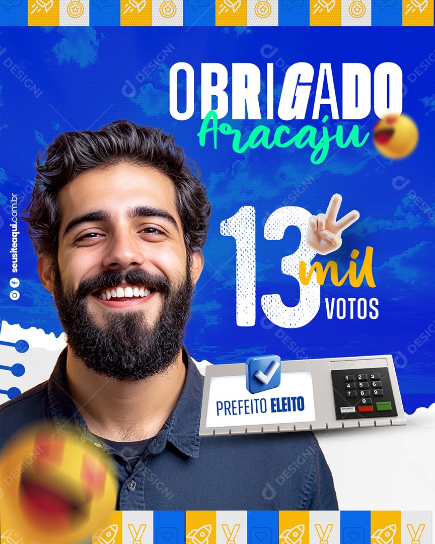 Política  Obrigado Aracaju Social Media PSD Editável