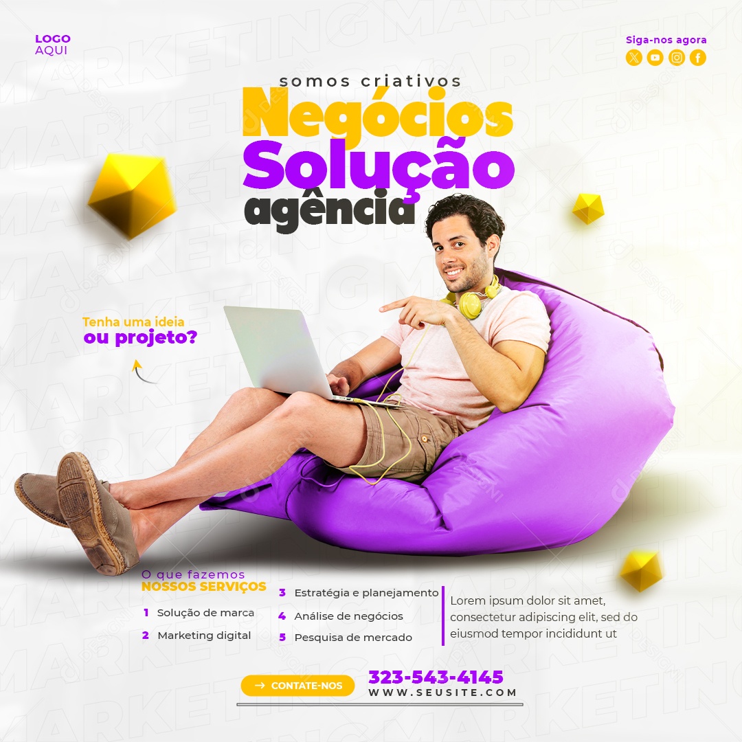 Agência Marketing Digital Somos criativos Social Media PSD Editável