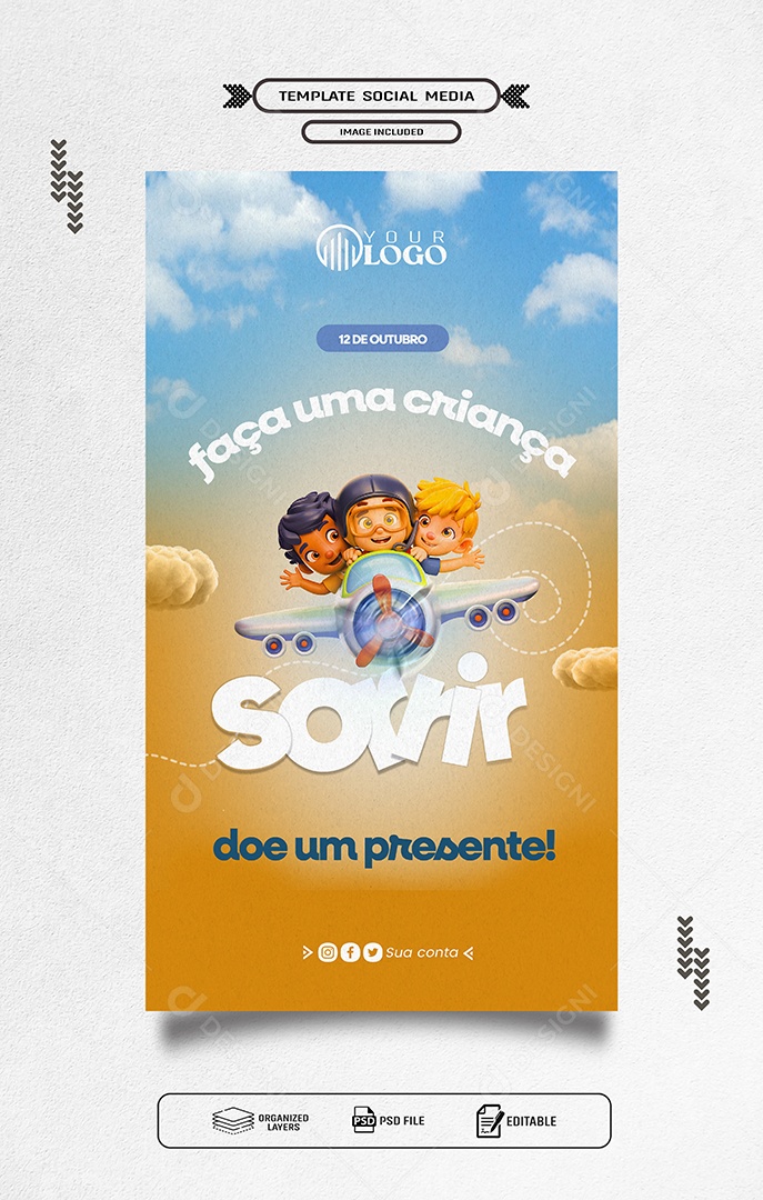 Story Dia das Crianças 12 de Outubro Sorrir Social Media PSD Editável