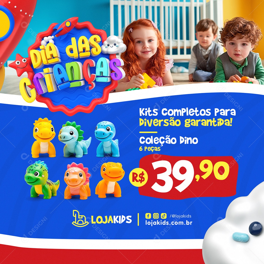 Loja de Brinquedos Dia das Crianças Kits Completos Social Media PSD Editável