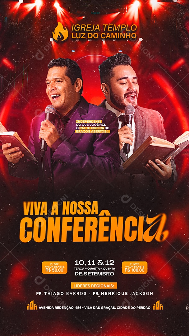 Story Flyer Gospel Viva a Nossa Conferência Social Media PSD Editável