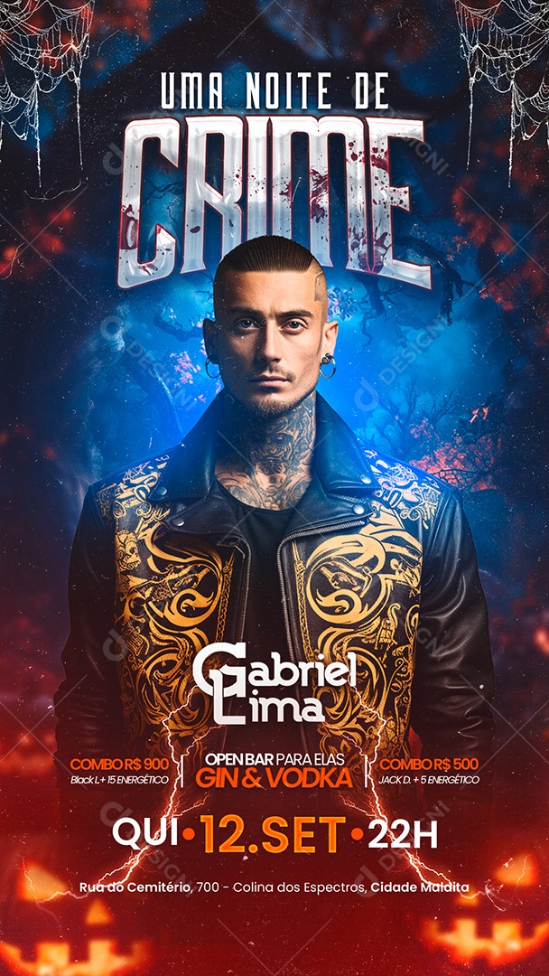 Story Flyer Halloween Uma Noite de Crime Social Media PSD Editável