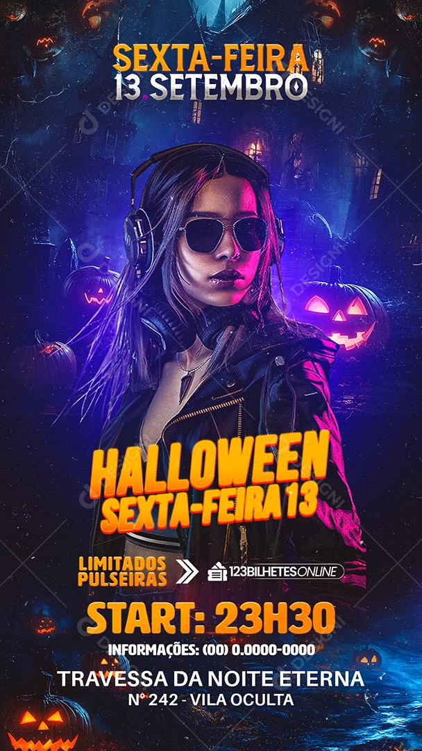 Story Flyer Halloween Sexta-Feira 13 Social Media PSD Editável