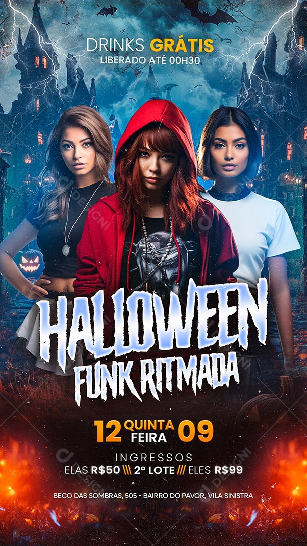 Story Flyer Halloween Funk Ritmada Social Media PSD Editável