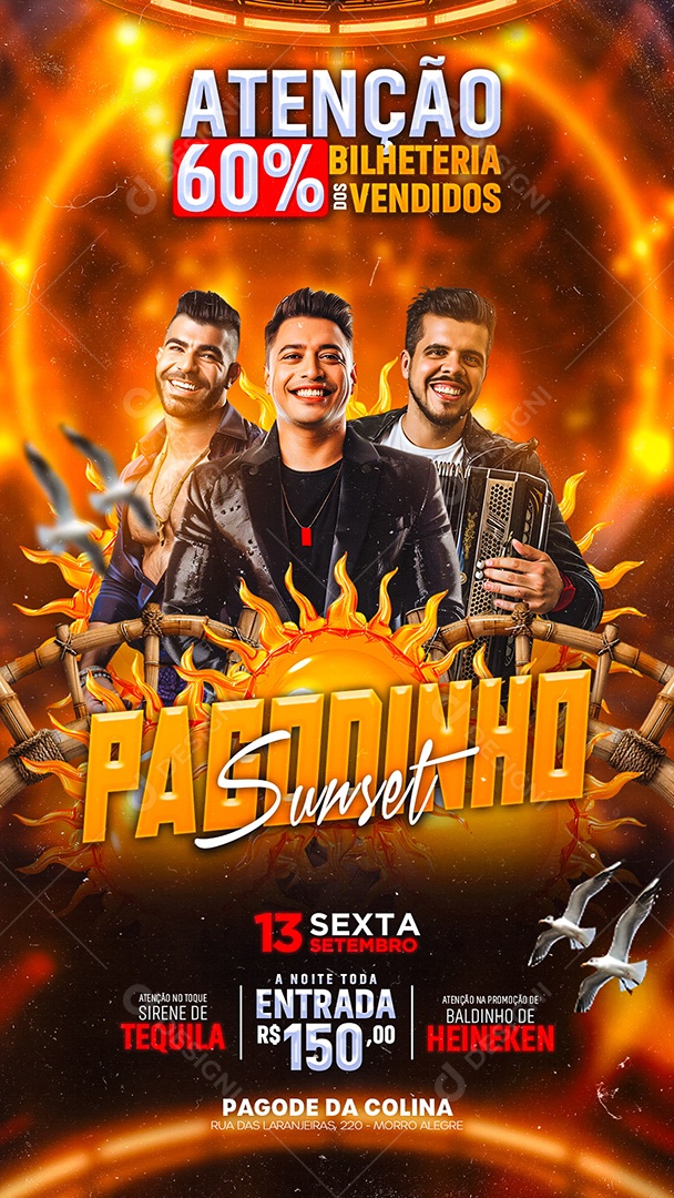 Story Flyer Pagodinho Sunset Social Media PSD Editável