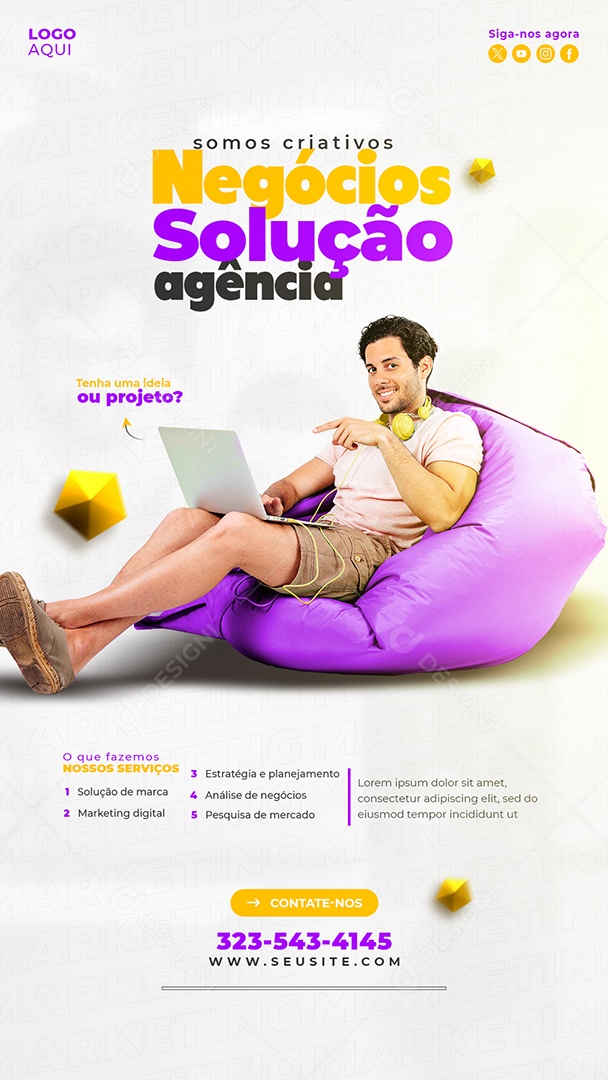 Story Agência de Marketing Somos Criativos Social Media PSD Editável