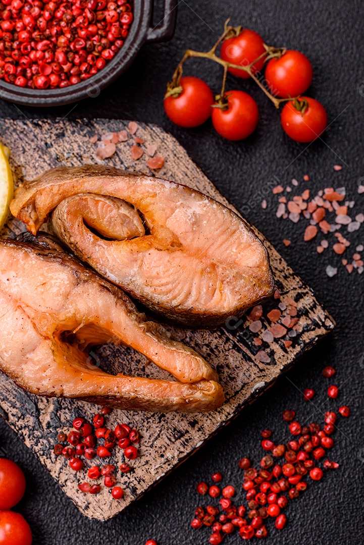 Fatias de salmão cru em uma prato branco