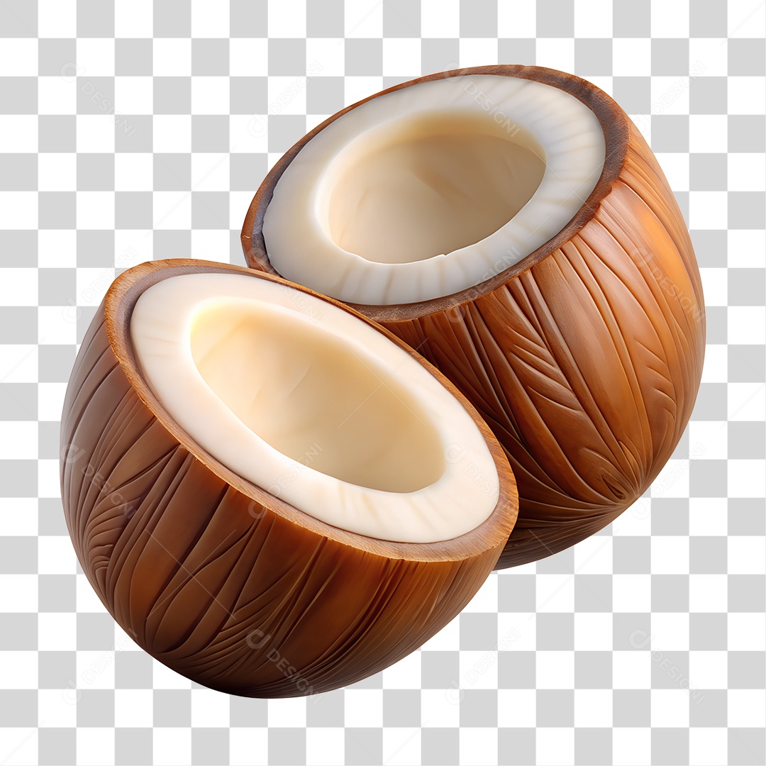 Elemento 3D Coco PNG Transparente