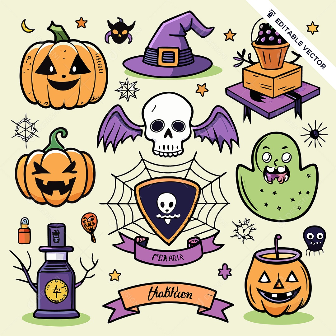 Desenhos do Halloween Ilustração Vetor EPS