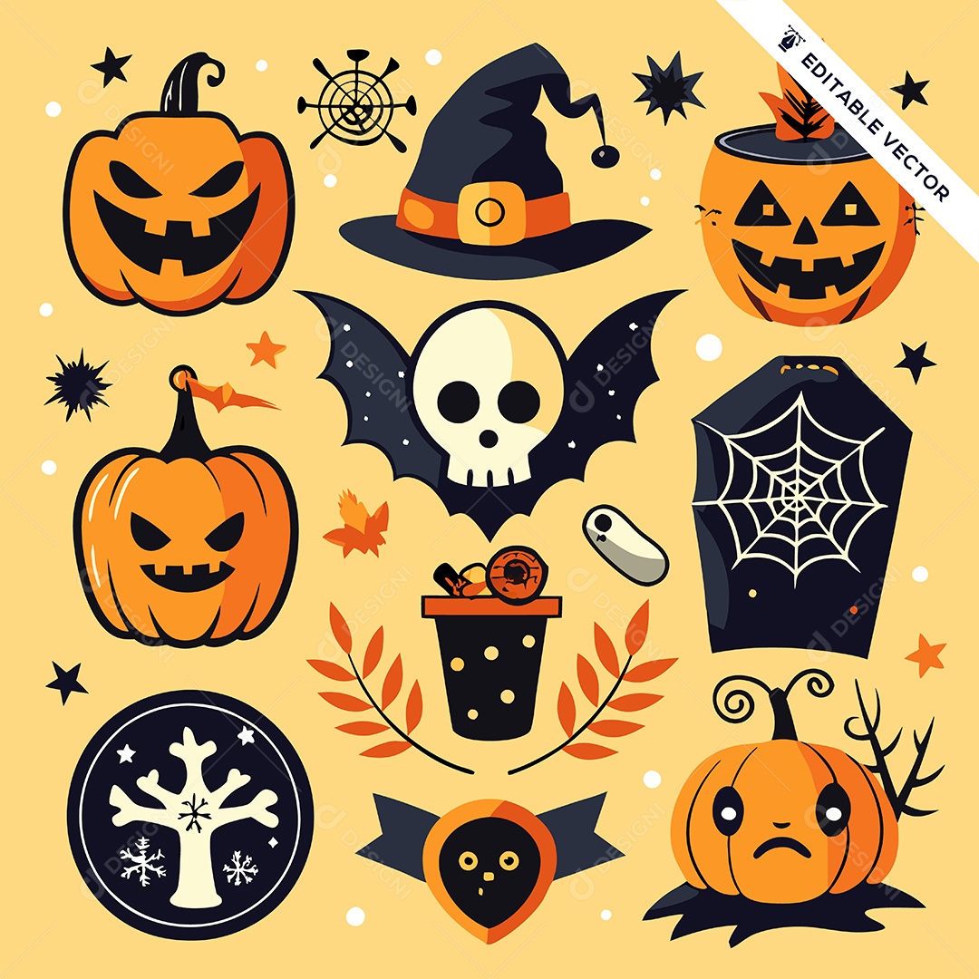 Desenhos do Halloween Ilustração Vetor EPS