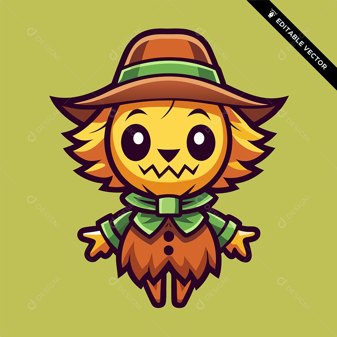 Espantalho Mascote Ilustração Vetor EPS