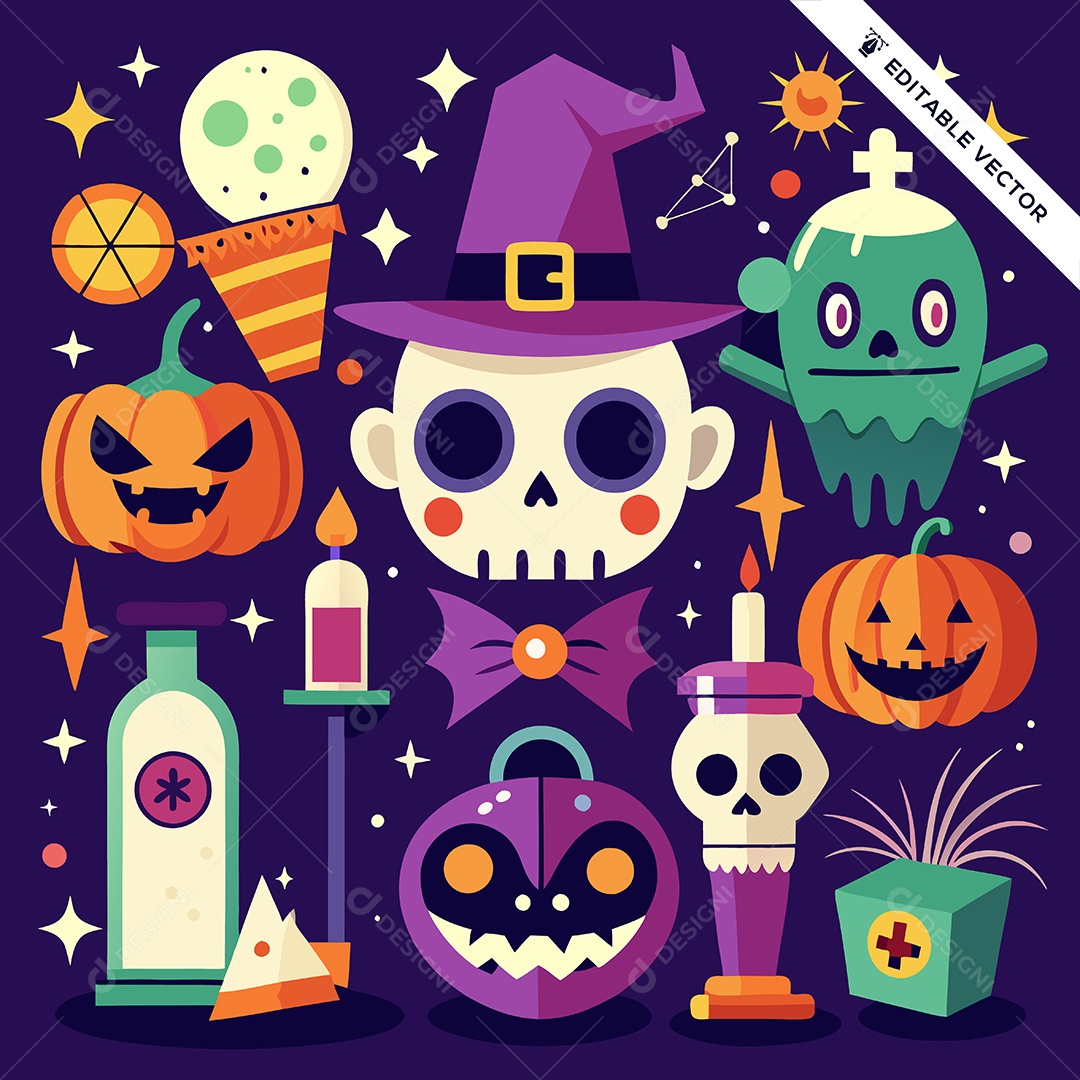 Desenhos do Halloween Ilustração Vetor EPS