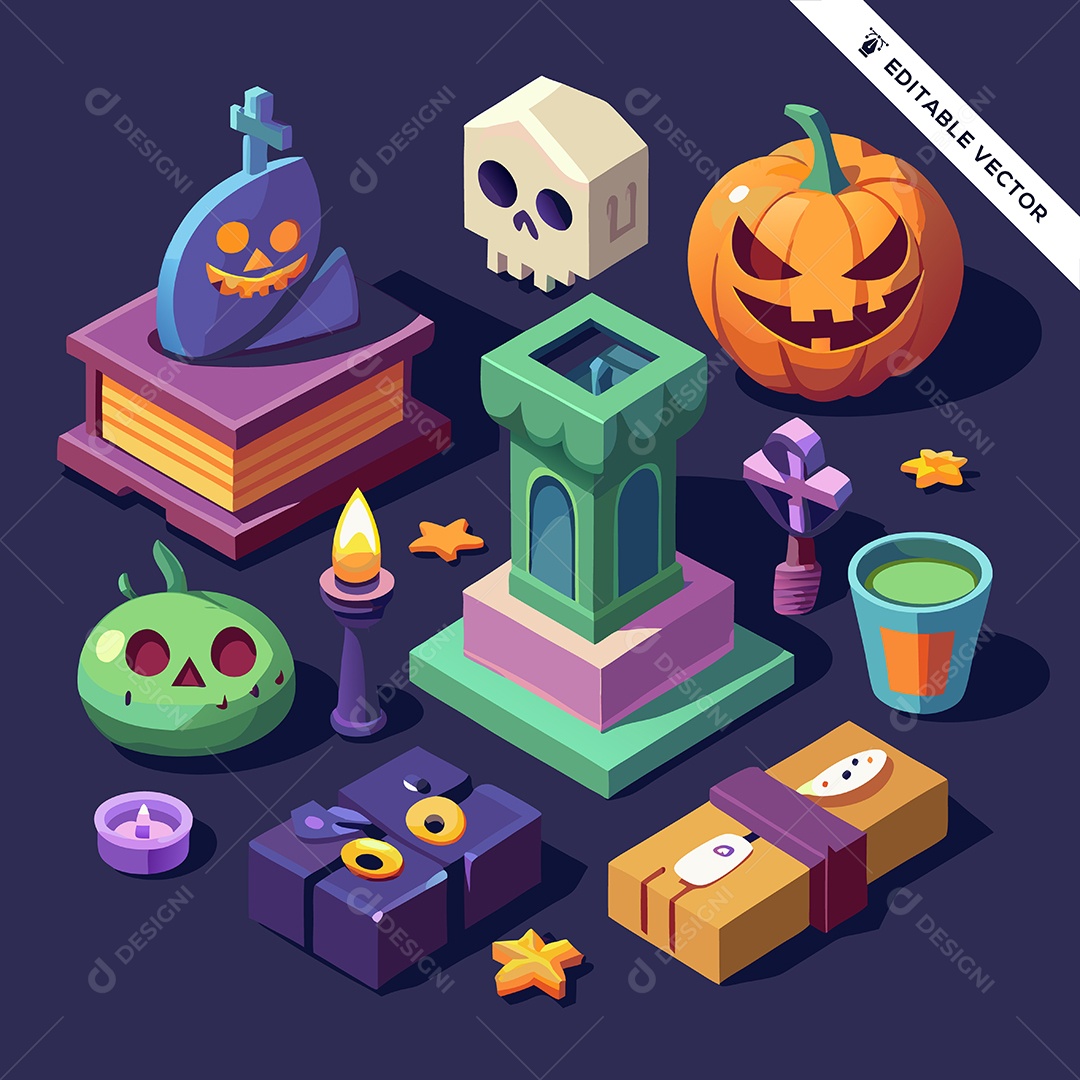 Desenhos do Halloween Ilustração Vetor EPS