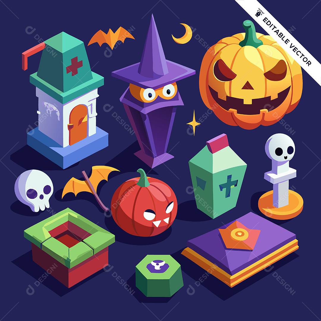 Desenhos do Halloween Ilustração Vetor EPS