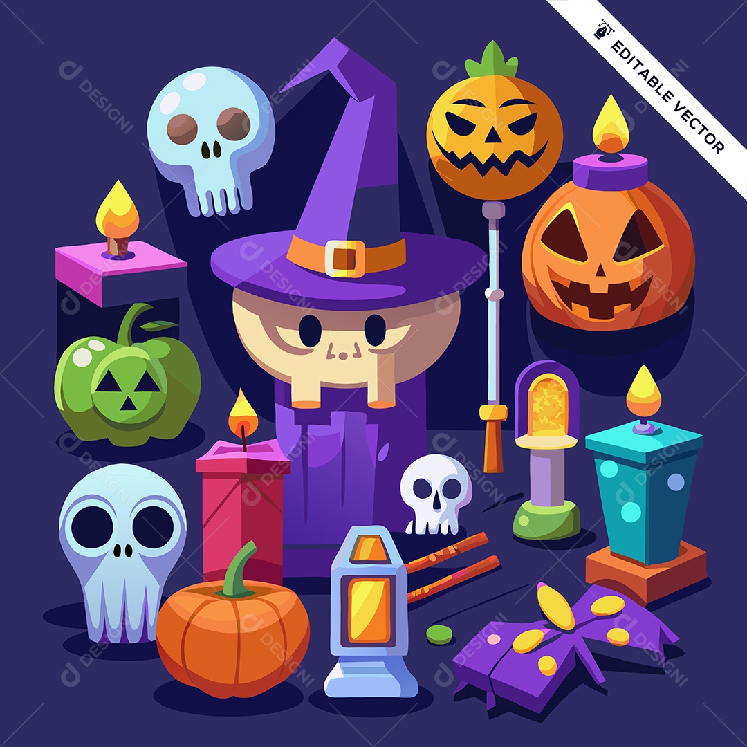 Desenhos do Halloween Ilustração Vetor EPS