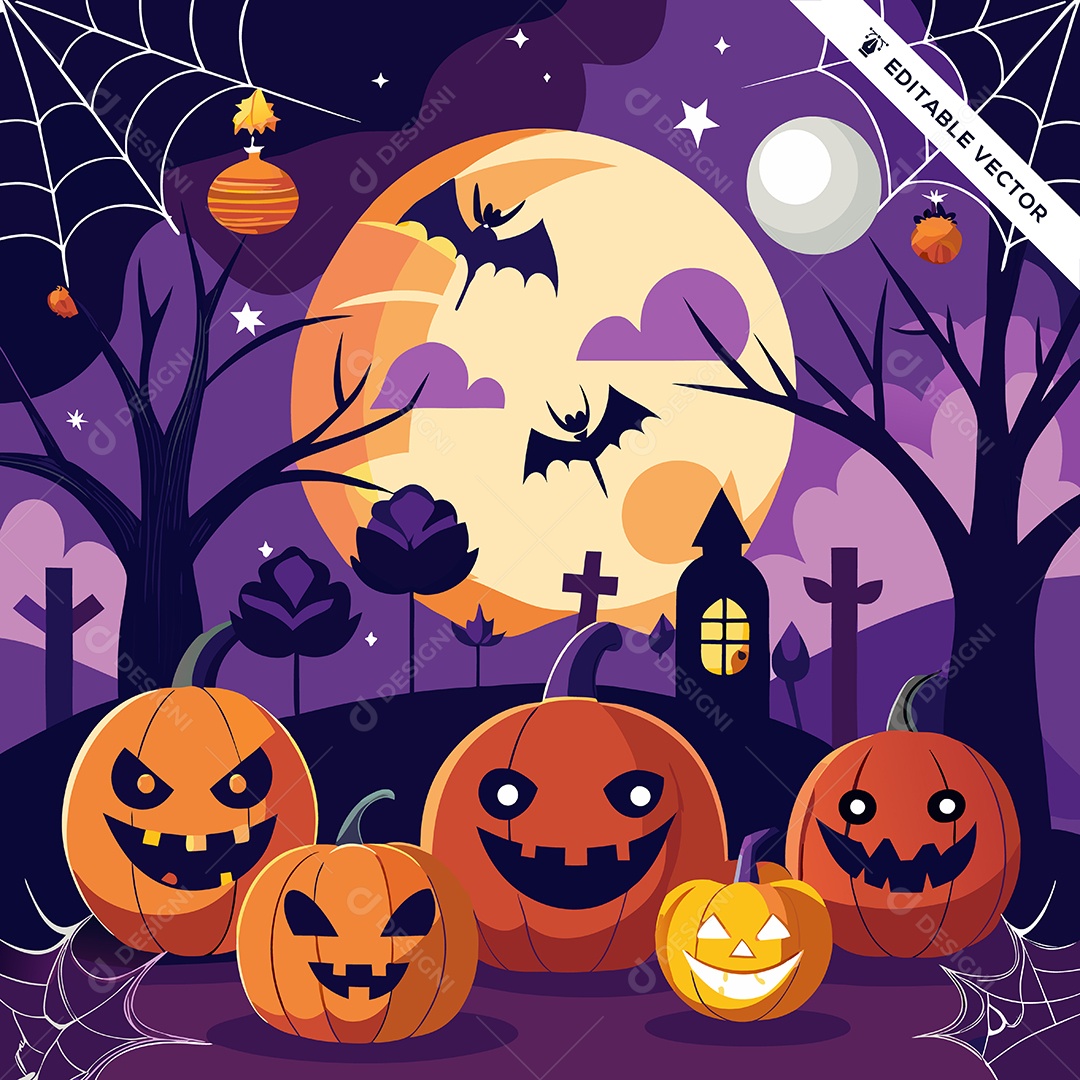 Desenhos de Abóbora do Halloween Ilustração Vetor EPS