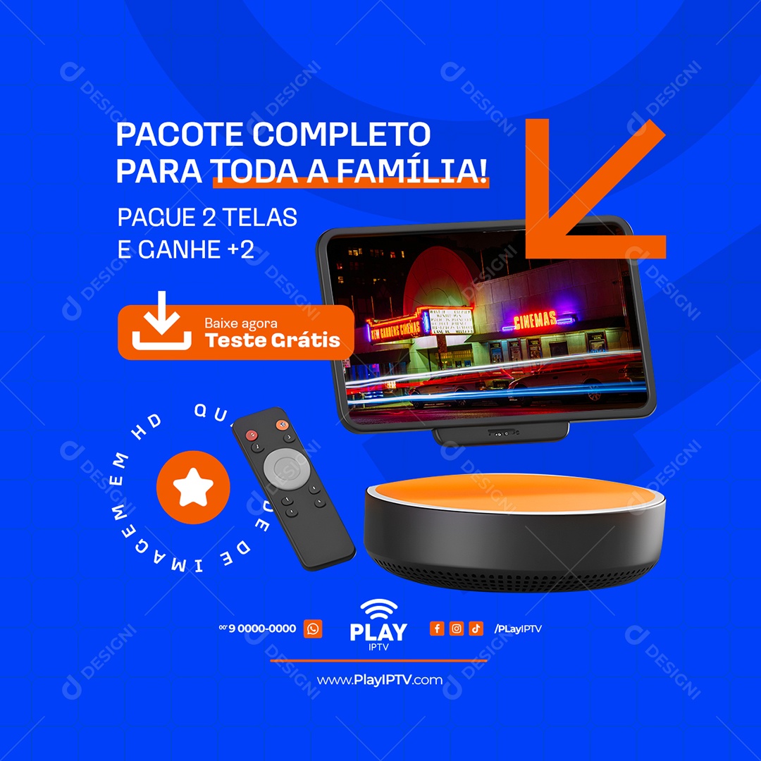 IPTV Pacote Completo para Toda a Família Social Media PSD Editável