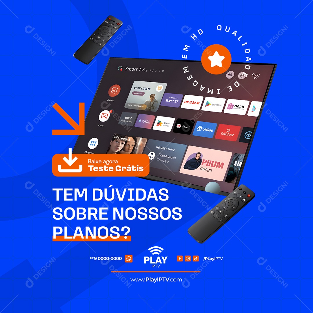 IPTV Tem Dúvidas Sobre Nossos Planos Social Media PSD Editável