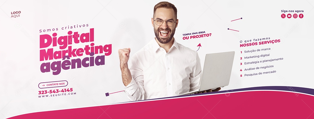 Banner Somos Criativos Agência de Marketing Social Media PSD Editável