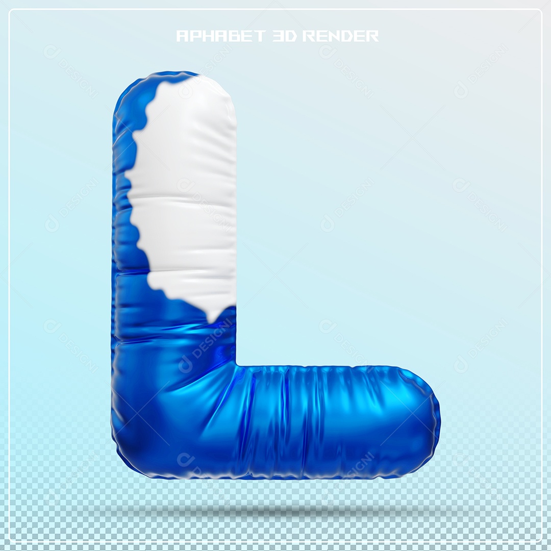Letra 3D L Balão Azul E Branco Para Composição PSD