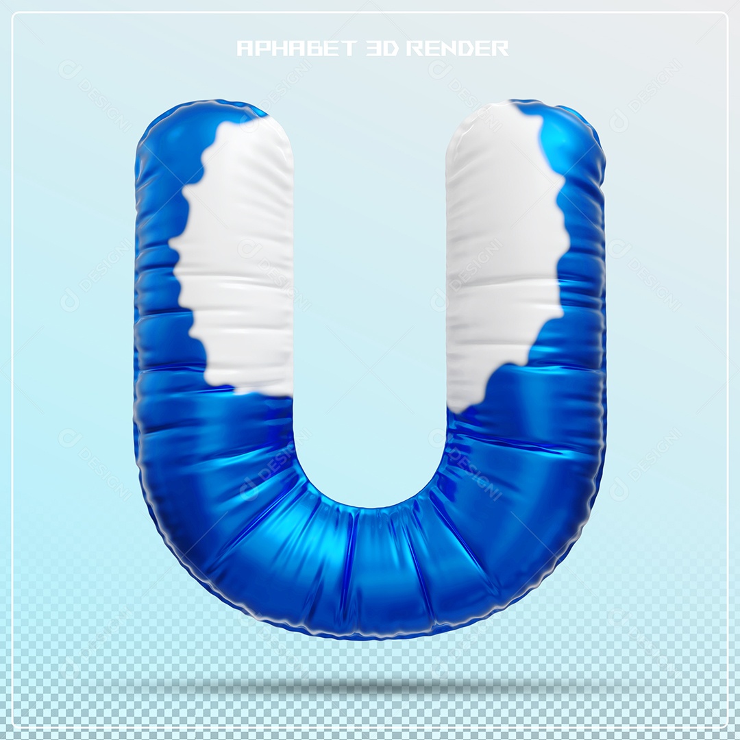 Letra 3D Z Balão Azul E  Branco Para Composição PSD