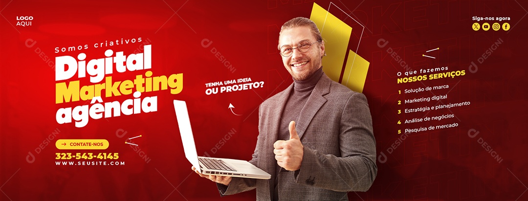 Banner Somos Criativos Agência de Marketing Social Media PSD Editável