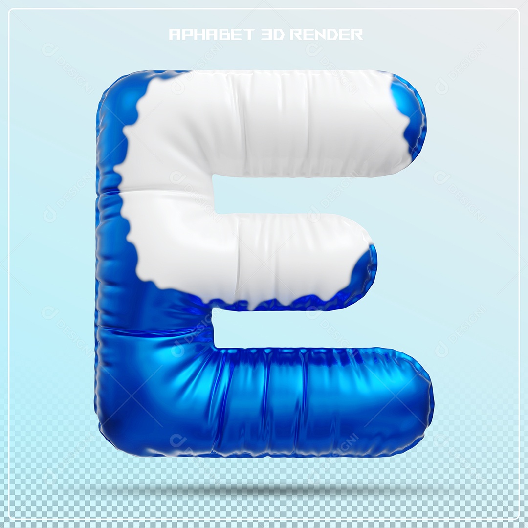 Letra 3D E Balão Azul E Branco Para Composição PSD