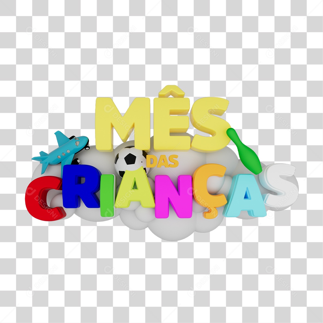 Selo 3D Mês Das Crianças PNG Transparente