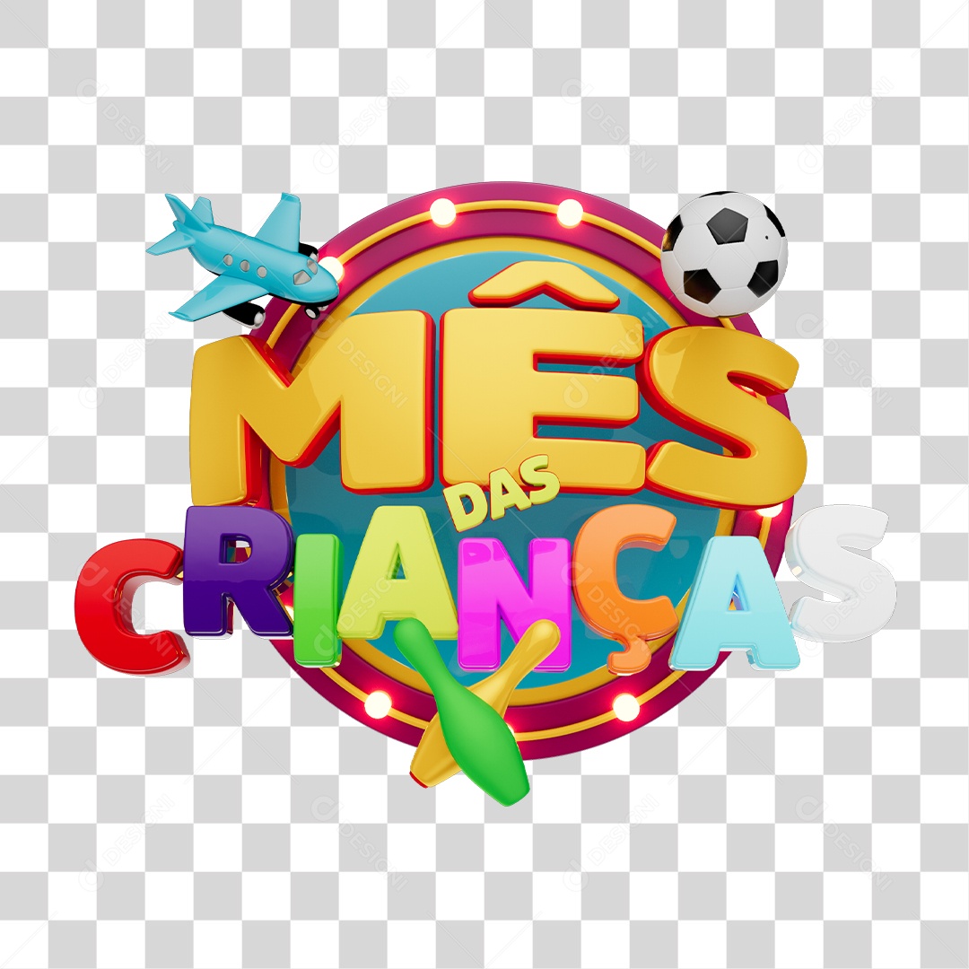 Selo 3D Mês Das Crianças PNG Transparente