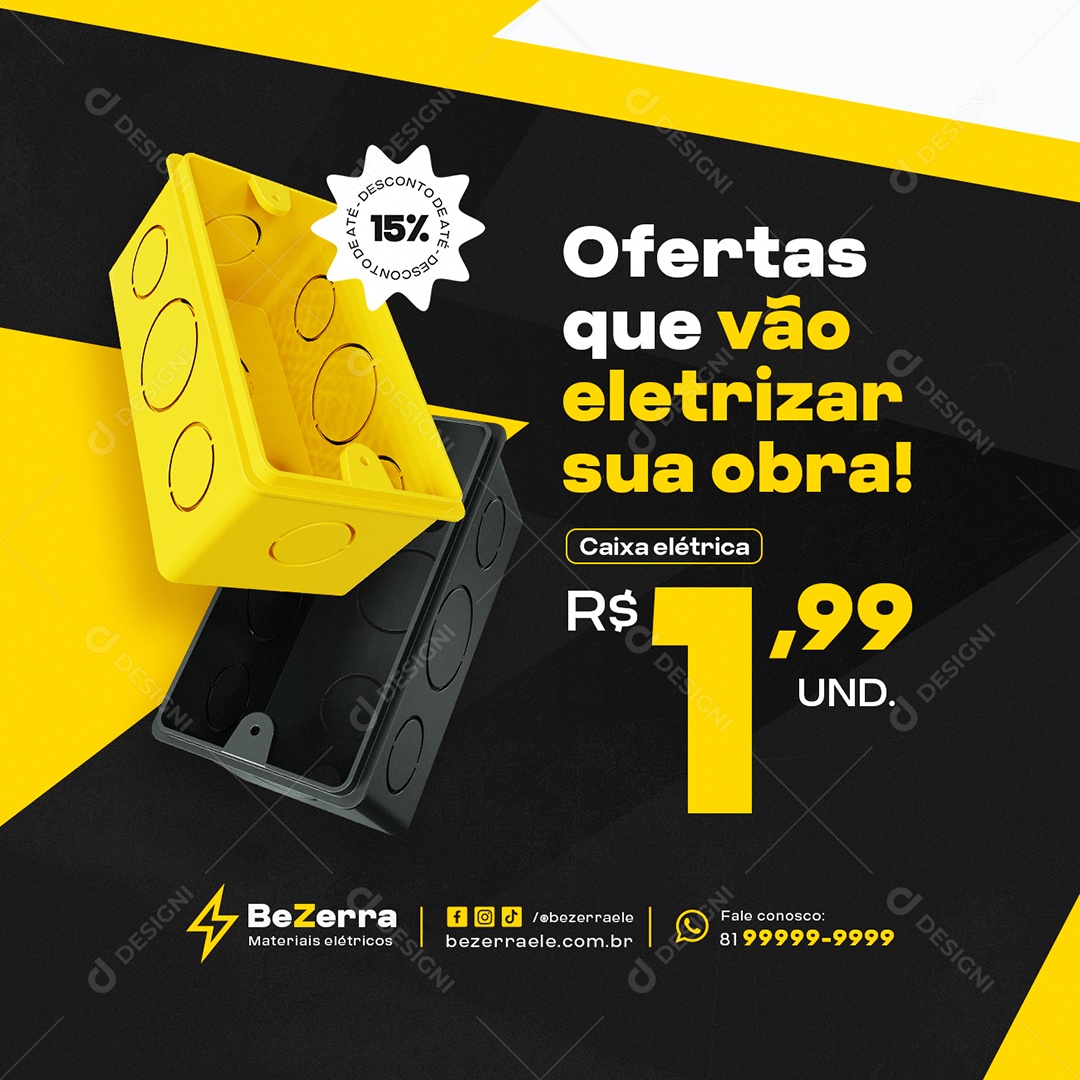 Loja de Materiais Eletricos Caixa Elétrica Social Media PSD Editável