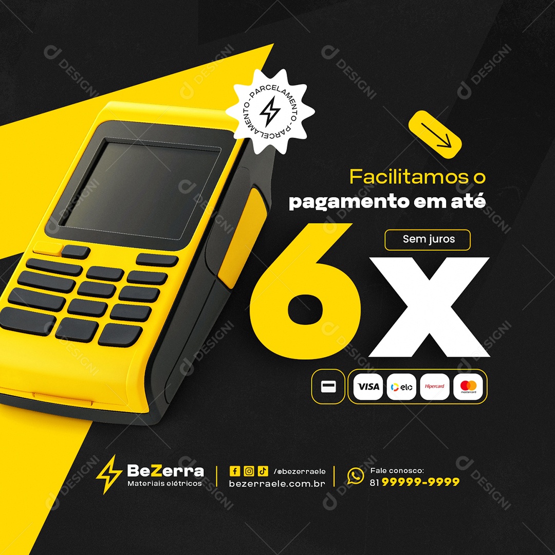 Loja de Materiais Eletricos Facilitamos o Pagamento Social Media PSD Editável