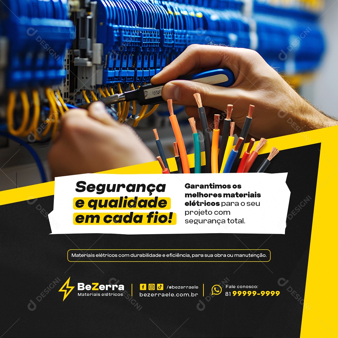 Loja de Materiais Eletricos Segurança e Qualidade em Cada Fio Social Media PSD Editável