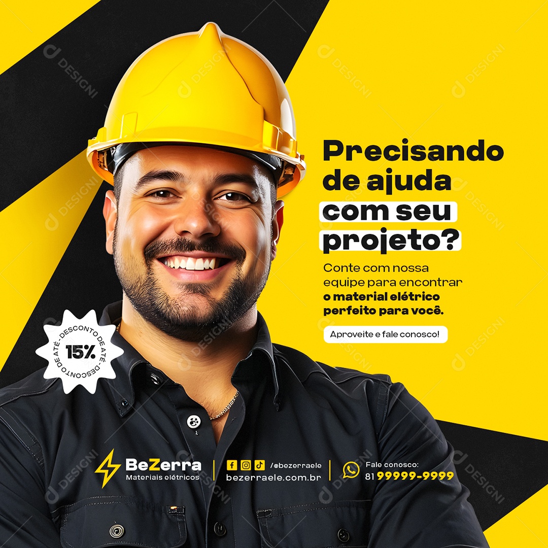 Loja de Materiais Eletricos Precisando de Ajuda Social Media PSD Editável