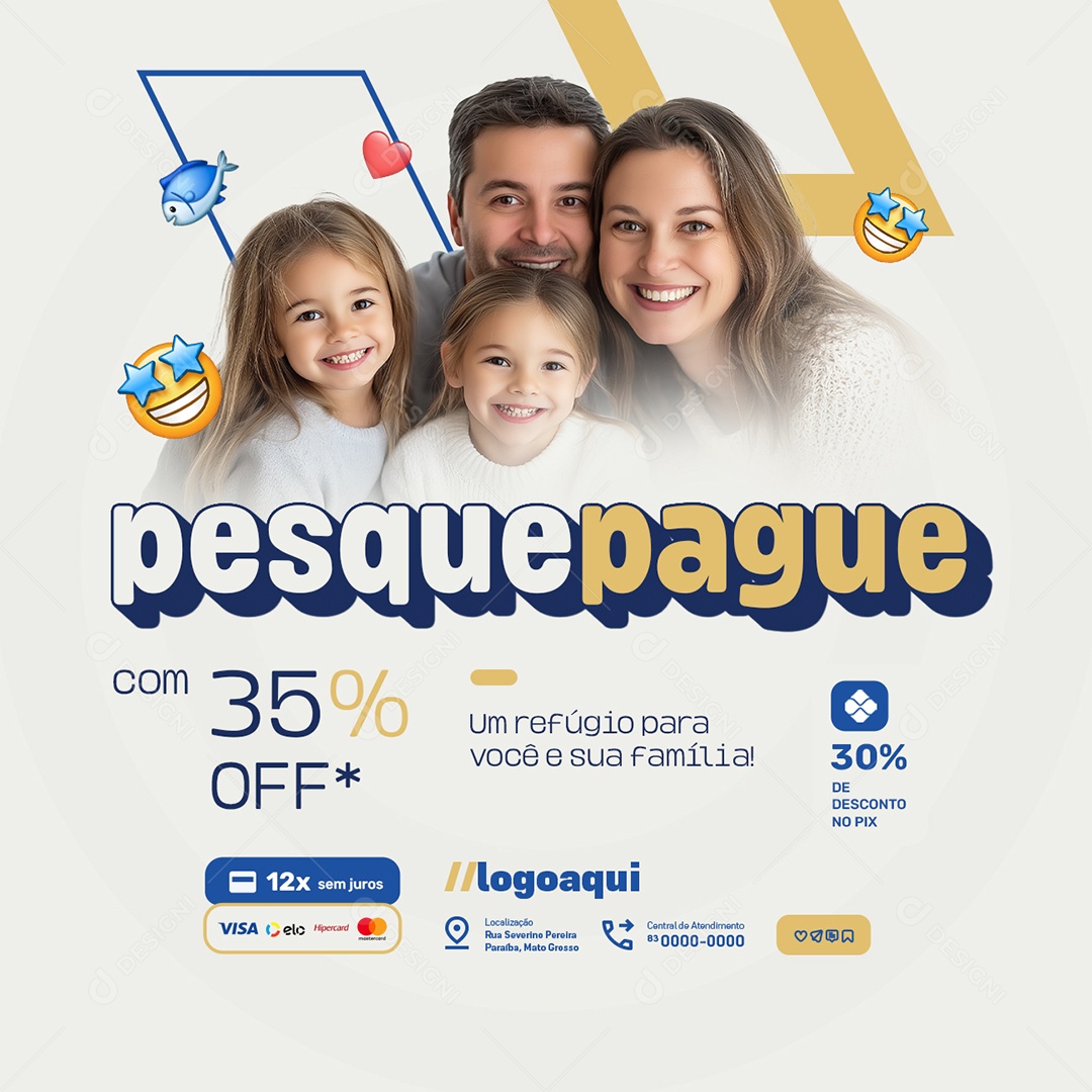 Pesquepague com 35% Off Social Media PSD Editável