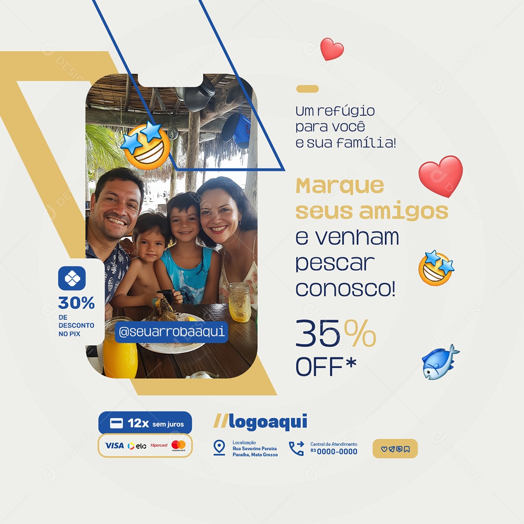 Pesquepague Um Refúgio para Você e Sua Família Social Media PSD Editável