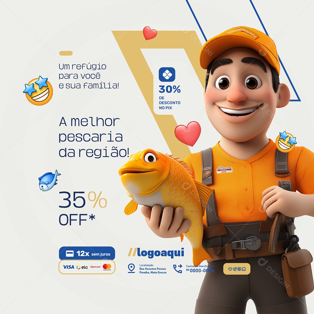 Pesquepague A Melhor Pescaria da Região Social Media PSD Editável