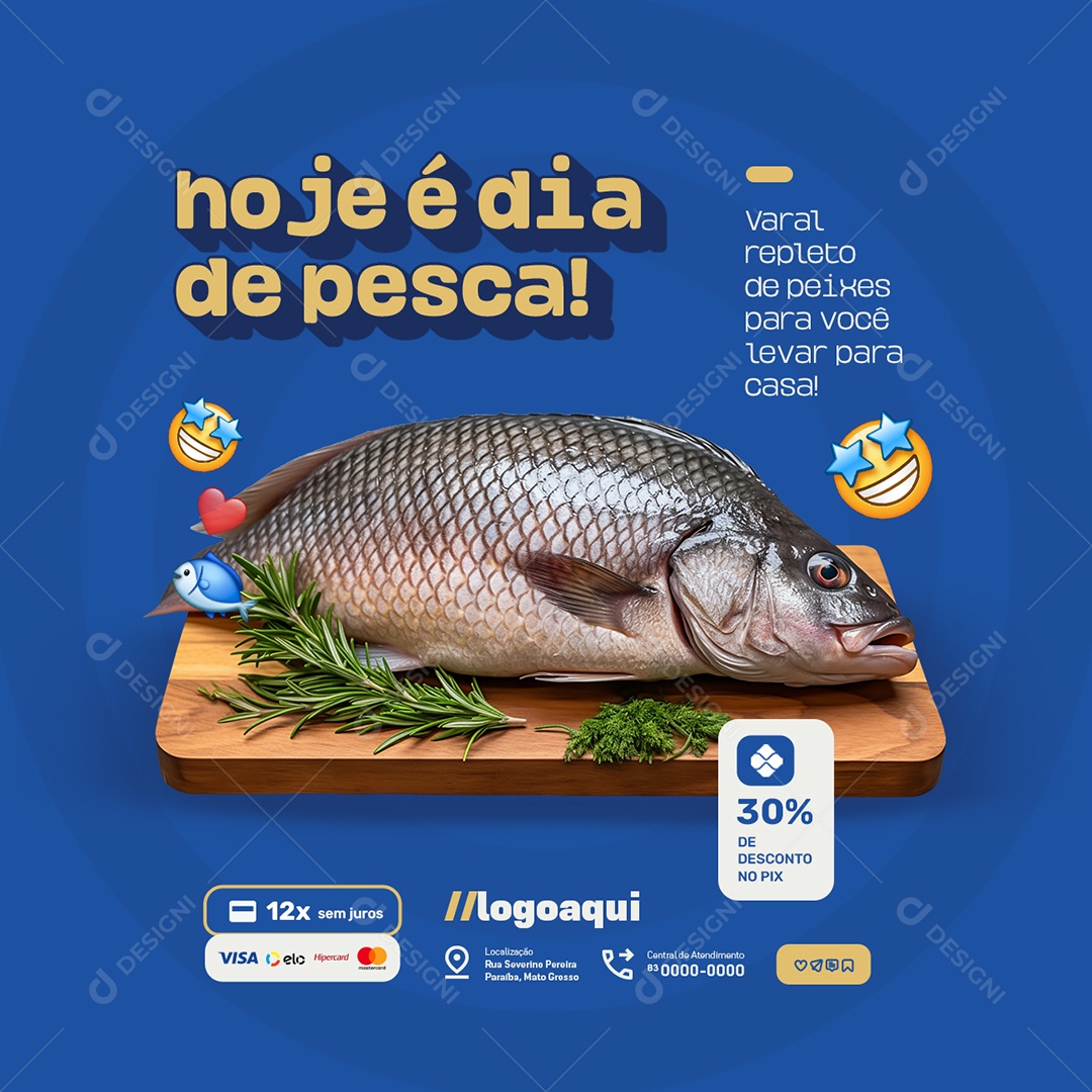 Pesquepague Hoje é Dia de Pesca Social Media PSD Editável