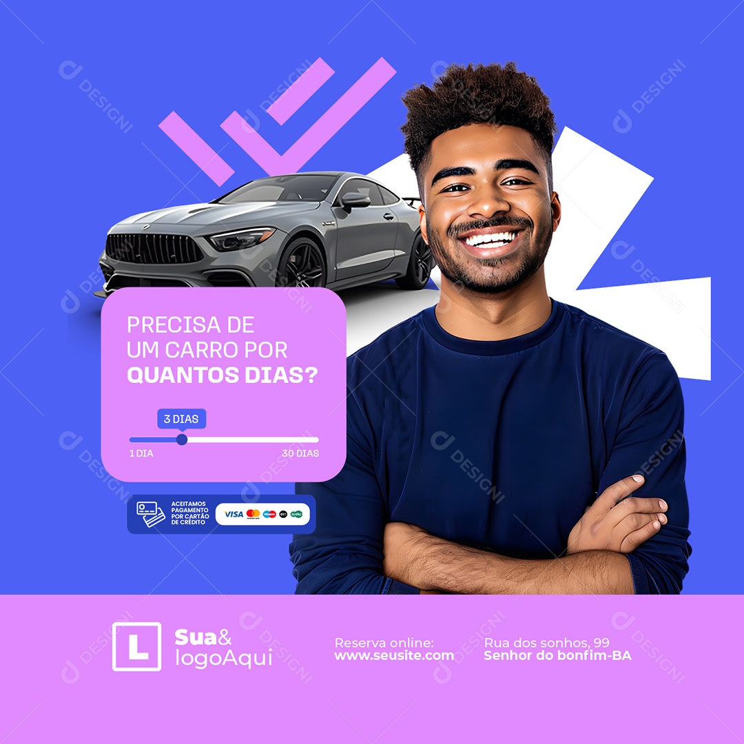 Locadora de Carro Precisa de Carro por Quantos Dias Social Media PSD Editável