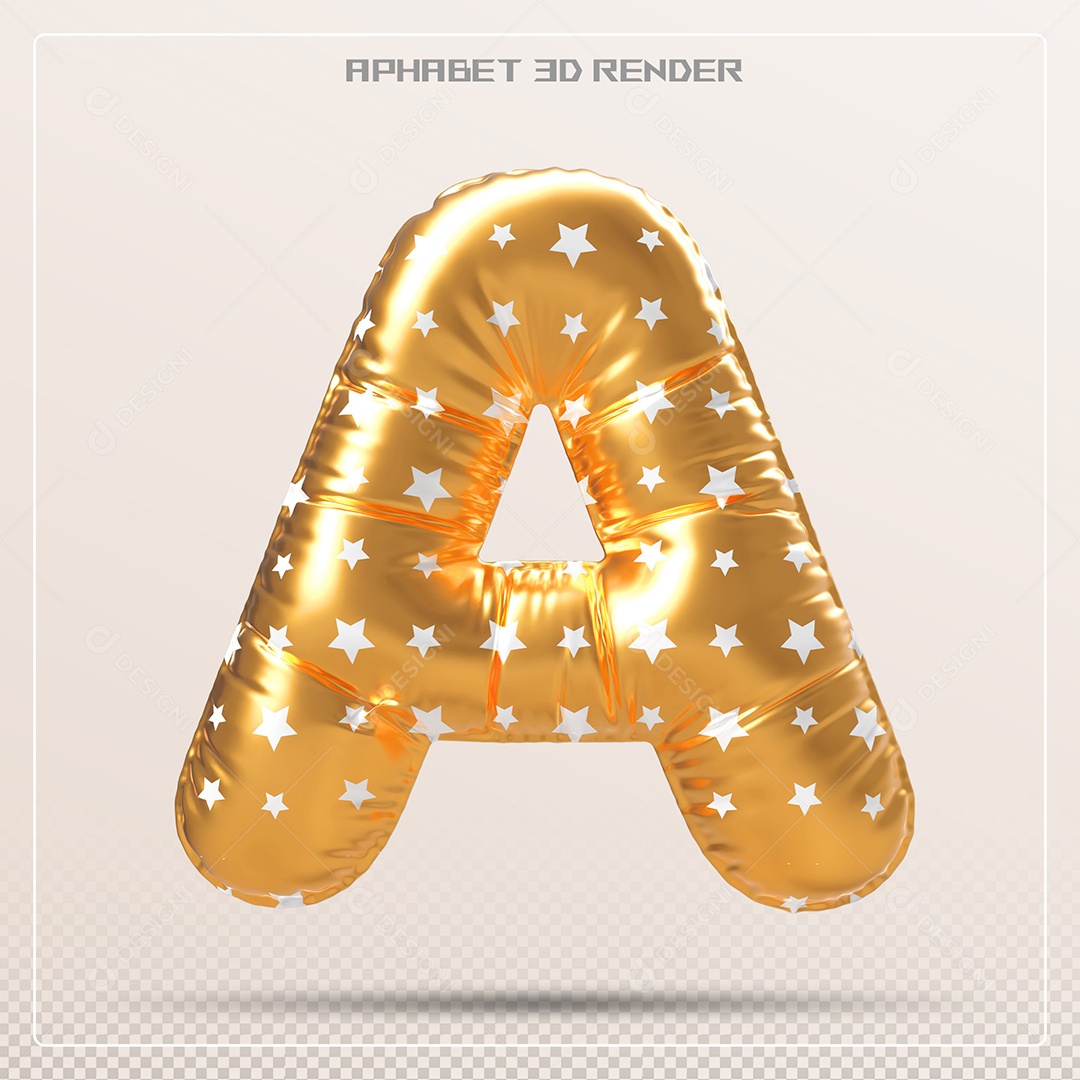 Letra 3D A Balão Dourado Elemento Para Composição PSD